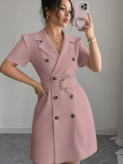 Robe blazer beige clair à double boutonnage
