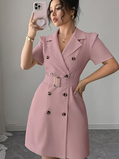 Robe blazer beige clair à double boutonnage