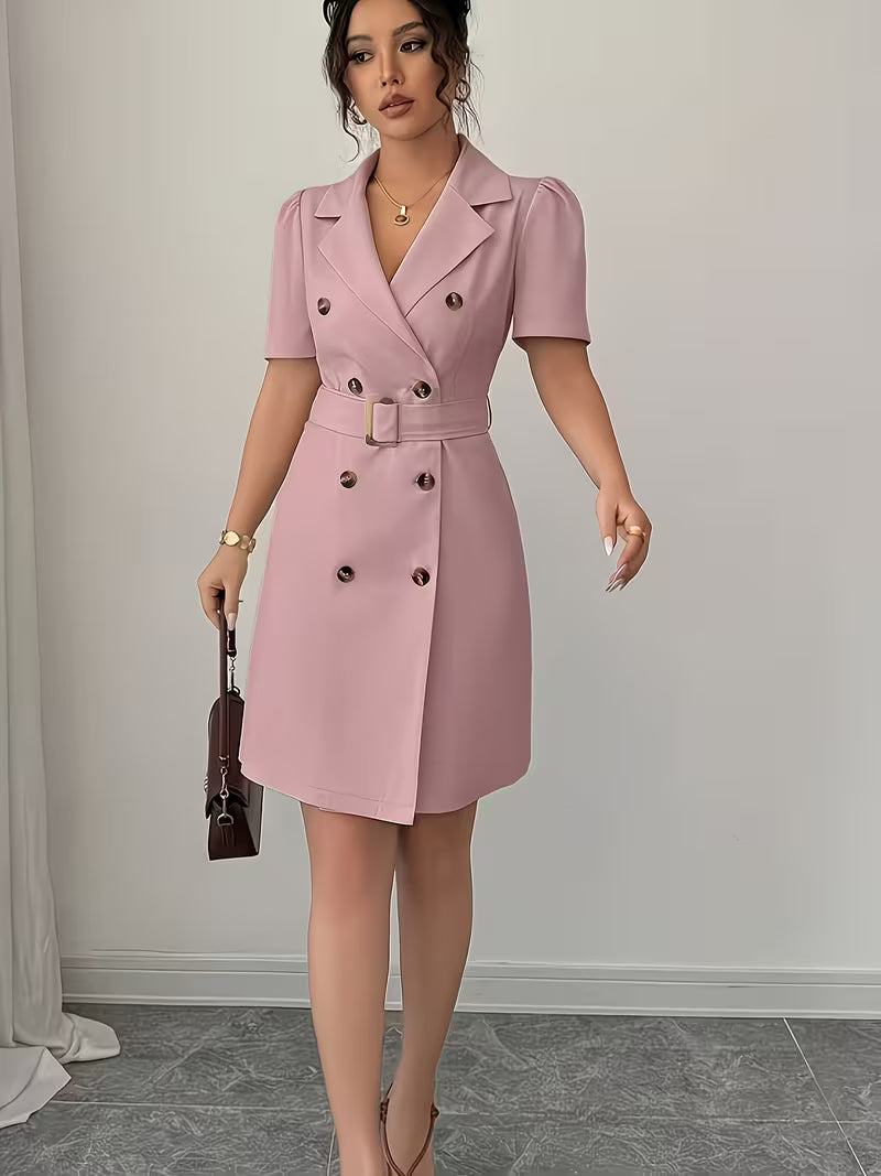 Robe blazer beige clair à double boutonnage