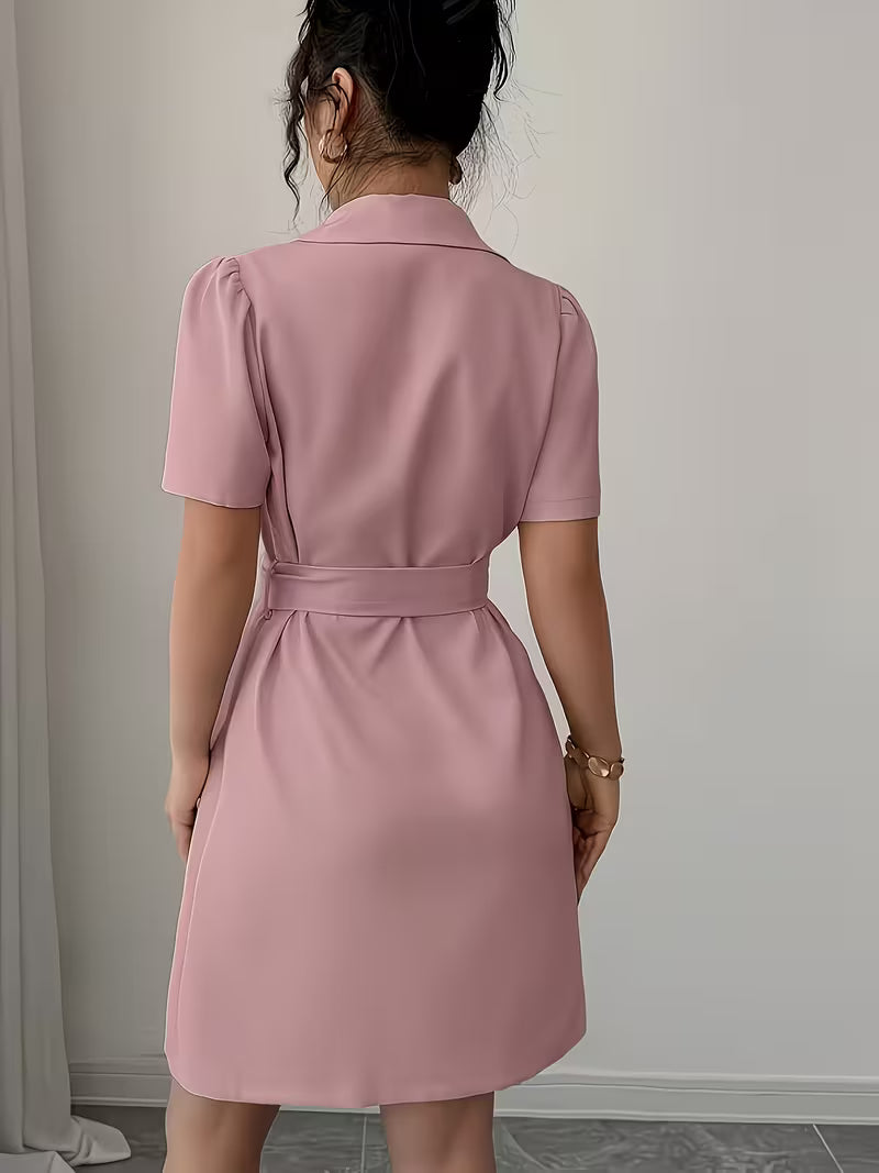 Robe blazer beige clair à double boutonnage